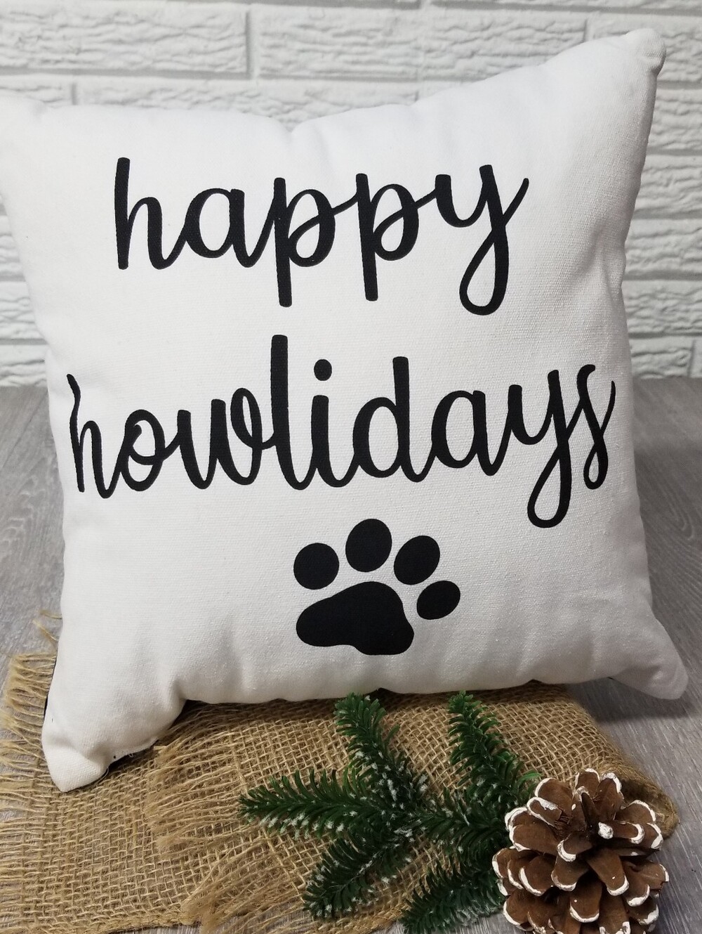 Happy Howlidays Festive Toss Pillow